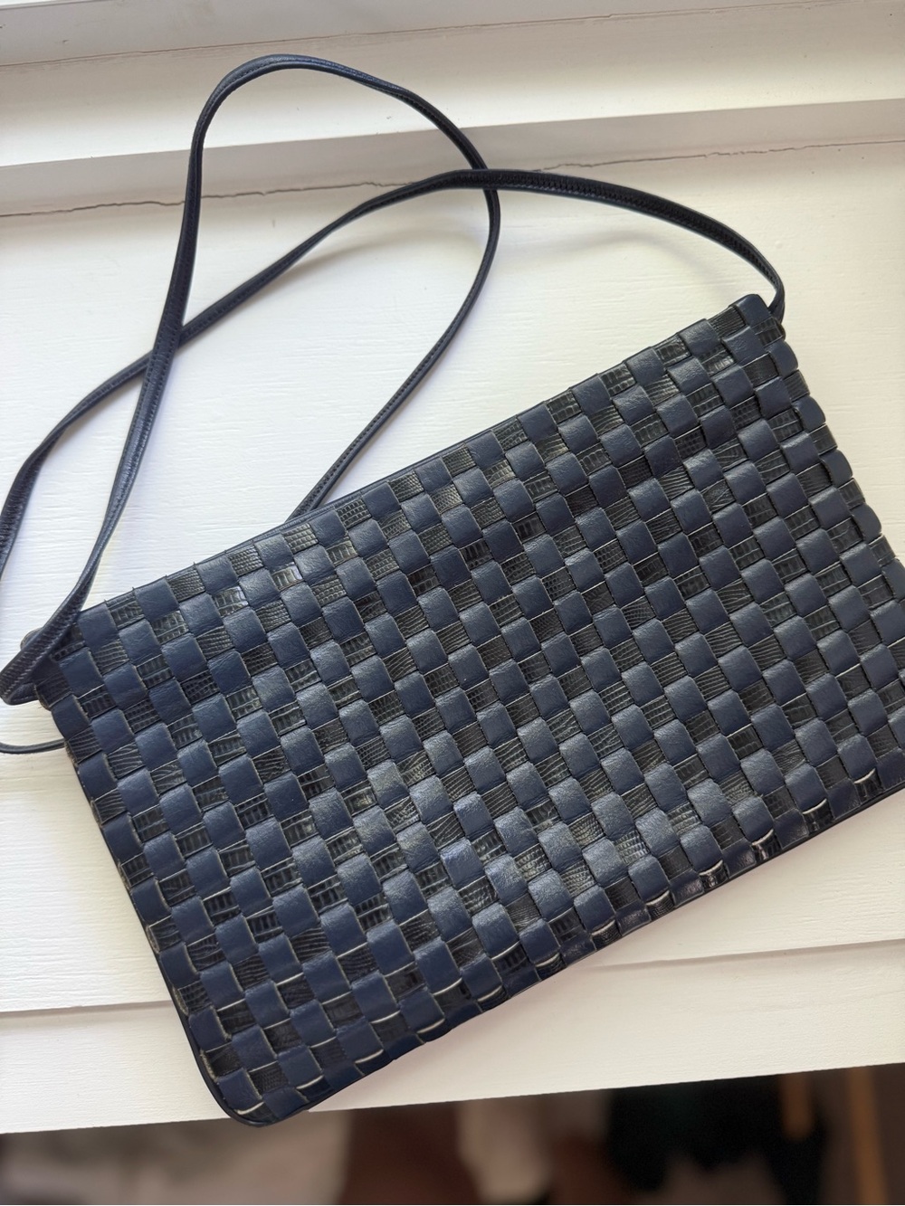 Vintage David Mehler for Dame Black and Blue Woven Crossbody Bag